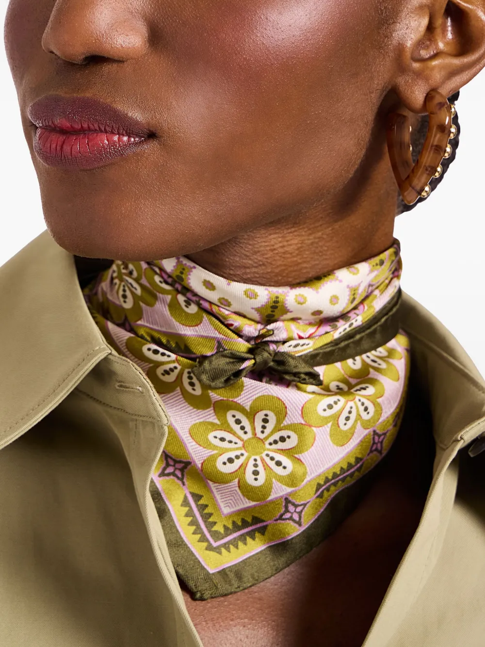 La DoubleJ floral-print silk scarf Beige