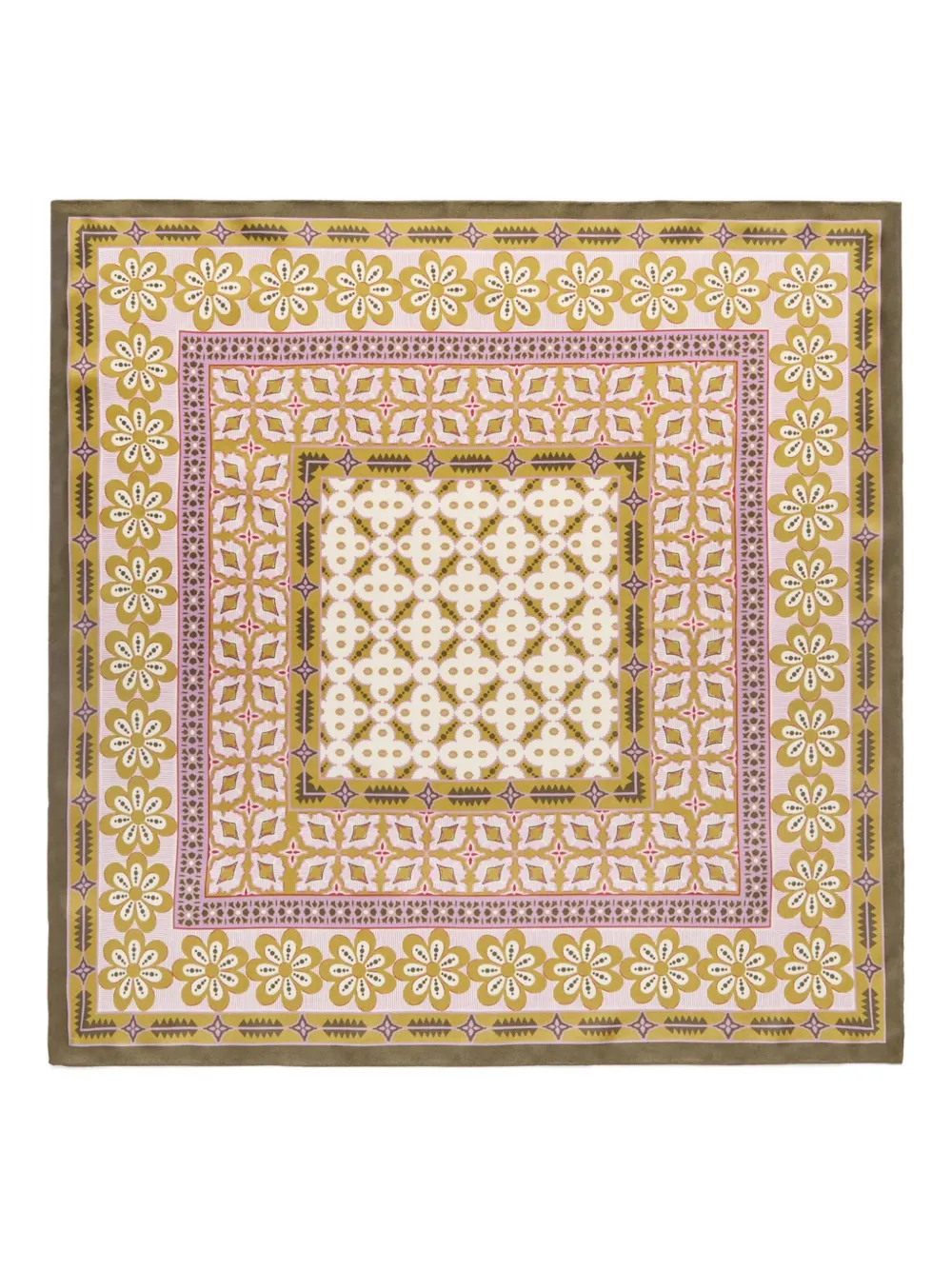 La DoubleJ floral-print silk scarf Beige