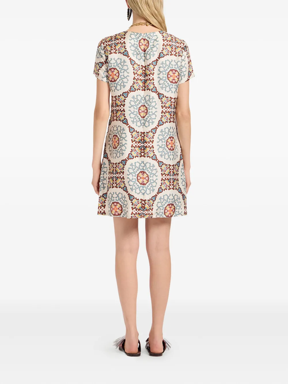 La DoubleJ swing printed silk dress Wit