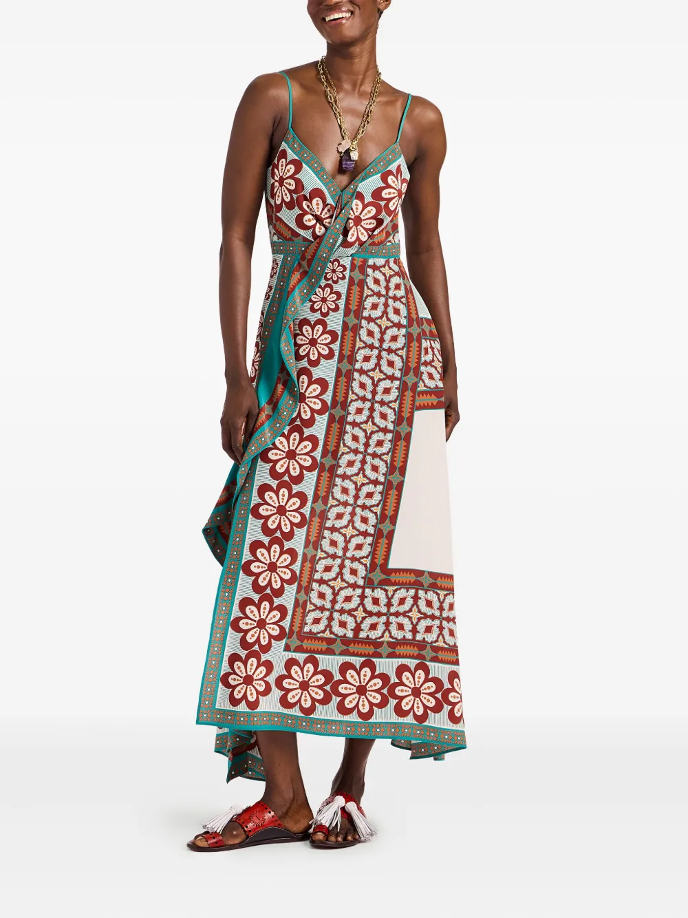 La DoubleJ Turn Around floral-print maxi dress Beige