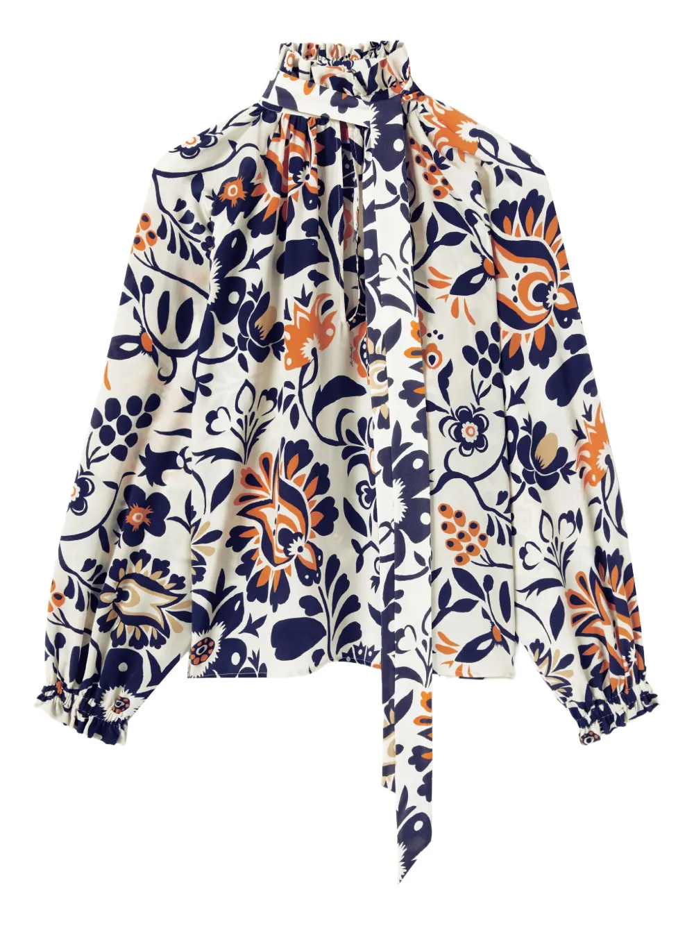 La DoubleJ Cerere ruffled high-neck blouse Wit
