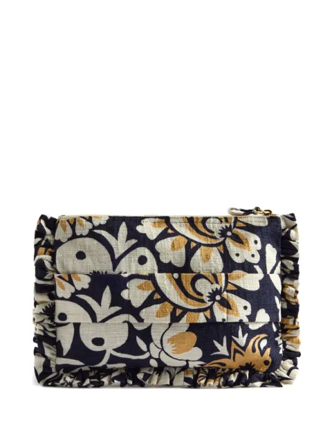La DoubleJ floral-print ruffled clutch bag