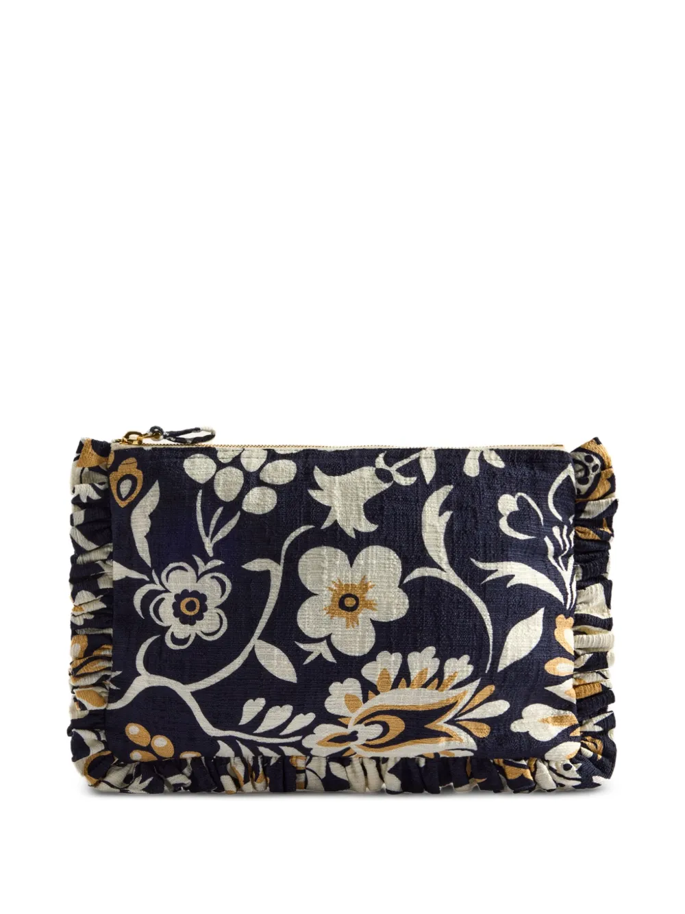 La DoubleJ Clutch met bloemenprint en ruches Blauw