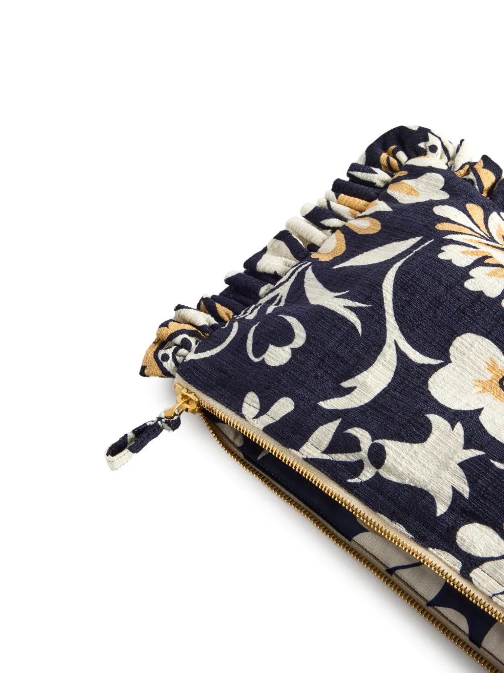 La DoubleJ Clutch met bloemenprint en ruches Blauw