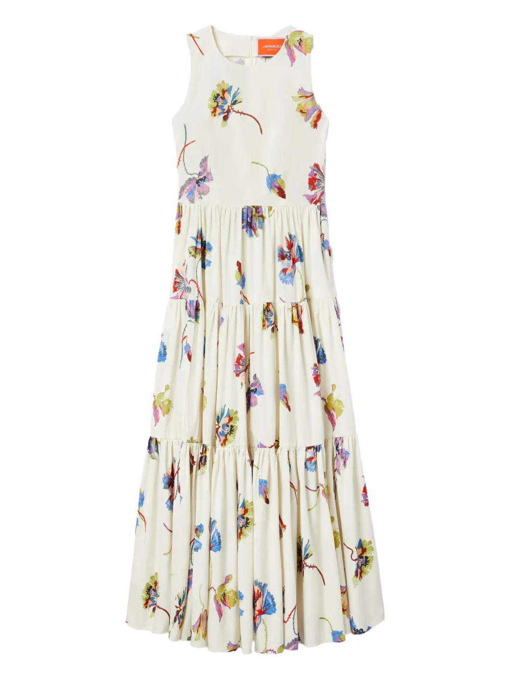 La DoubleJ Big sleeveless tiered floral dress Wit