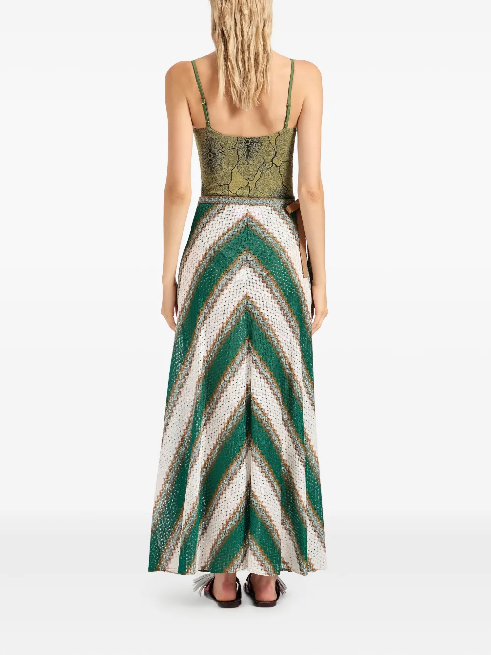 La DoubleJ diagonal-stripe maxi skirt Groen