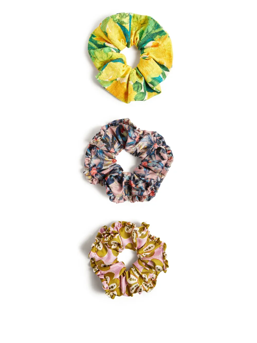 La DoubleJ printed scrunchies (set of three) | Yellow | Image 1