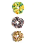 La DoubleJ printed scrunchies (set of three) - Yellow