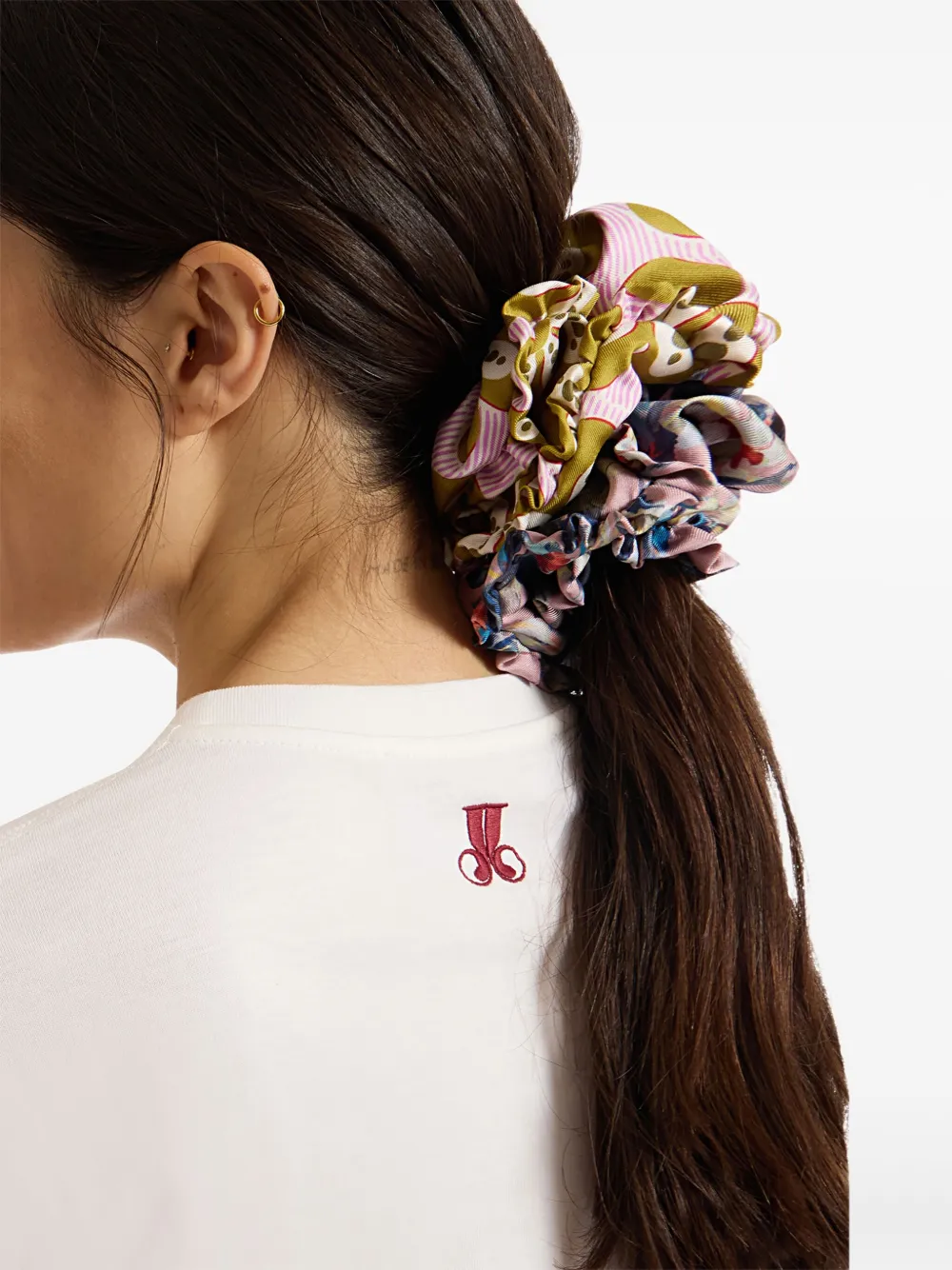 La DoubleJ Drie scrunchie's met print Geel