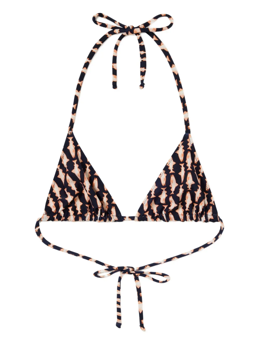 La Doublej Fish-print Triangle Bikini Top