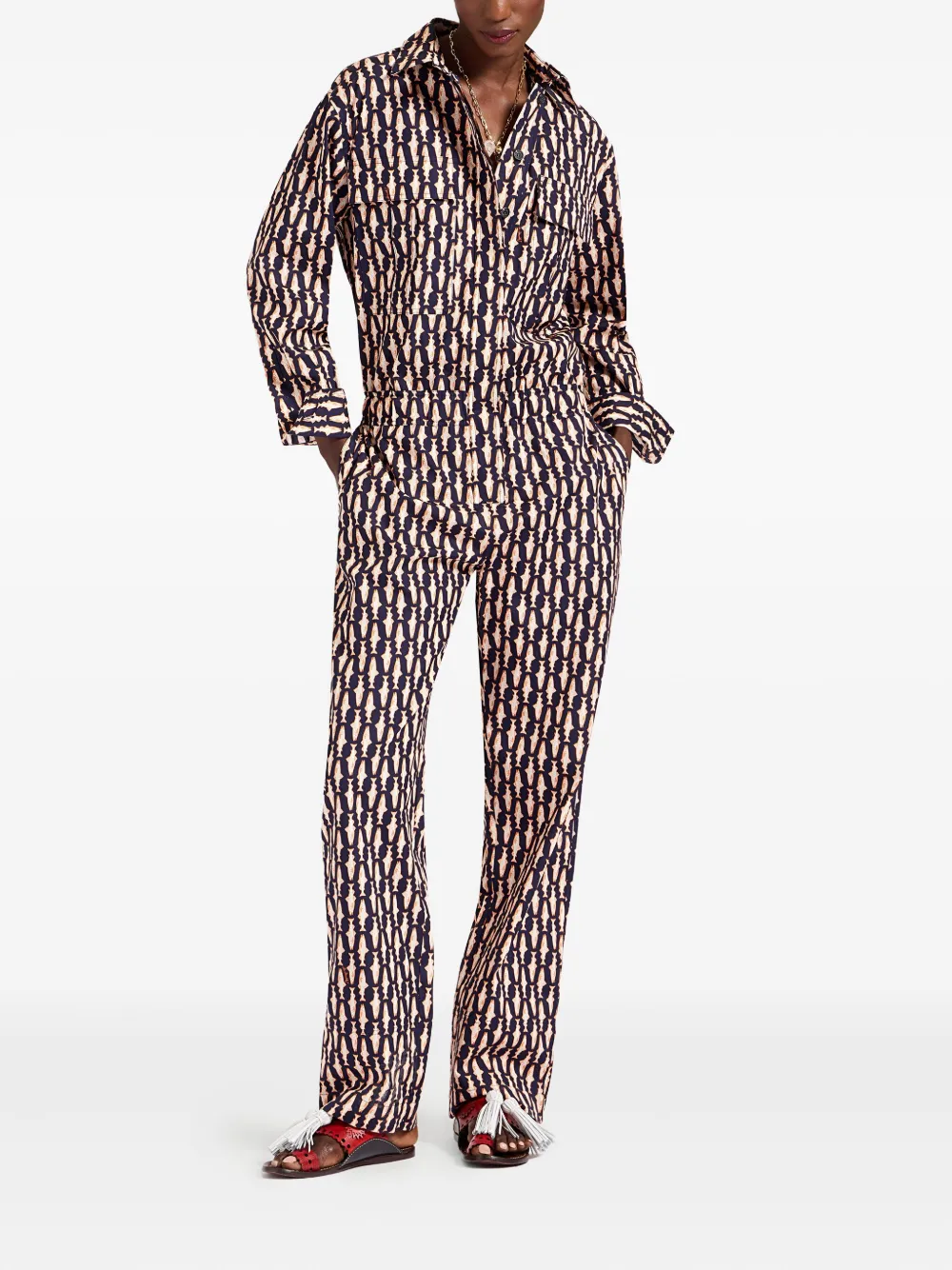La DoubleJ Aviator fish-print collared jumpsuit | Full Length | Image 2