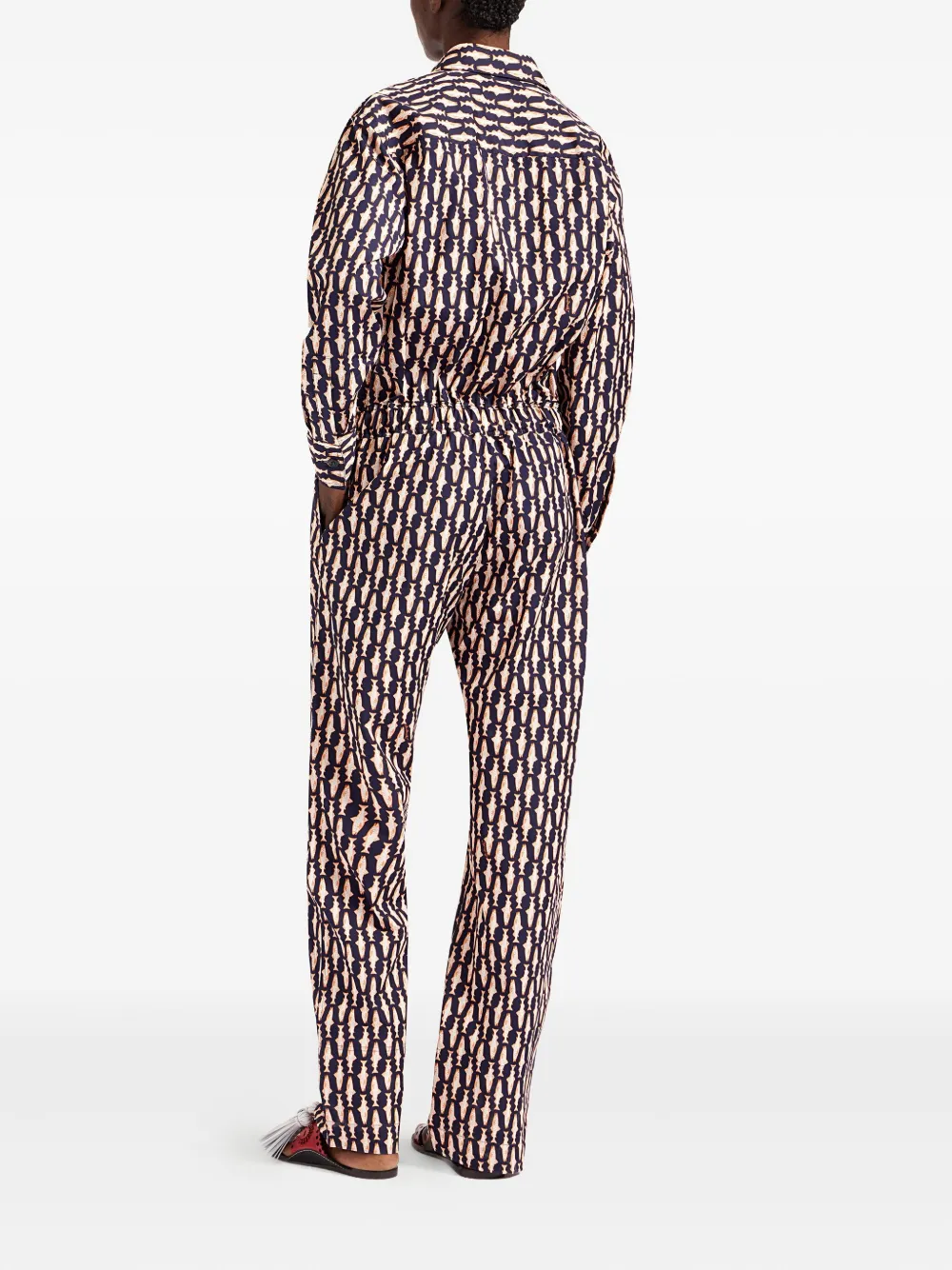 La DoubleJ Jumpsuit met kraag en print Blauw