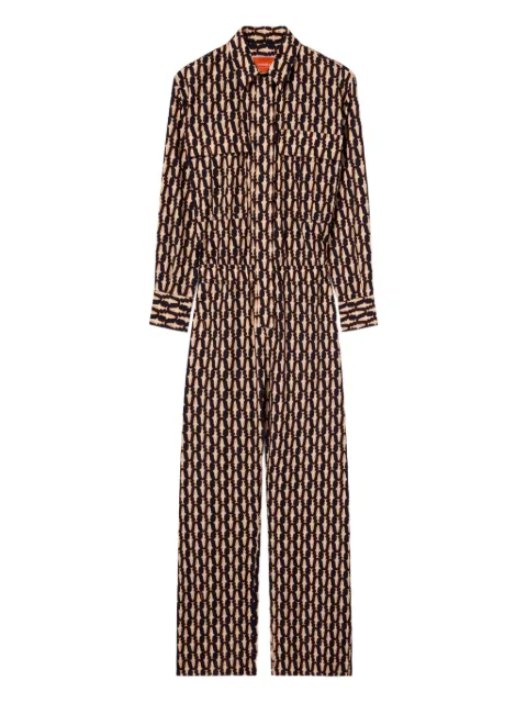 La DoubleJ Aviator fish-print collared jumpsuit