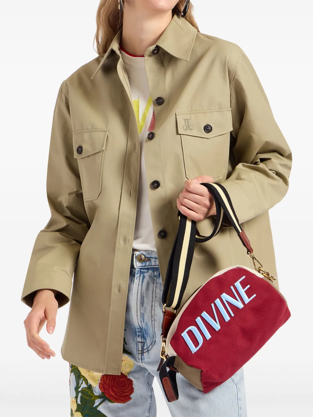 La DoubleJ embroidered cotton jacket Groen