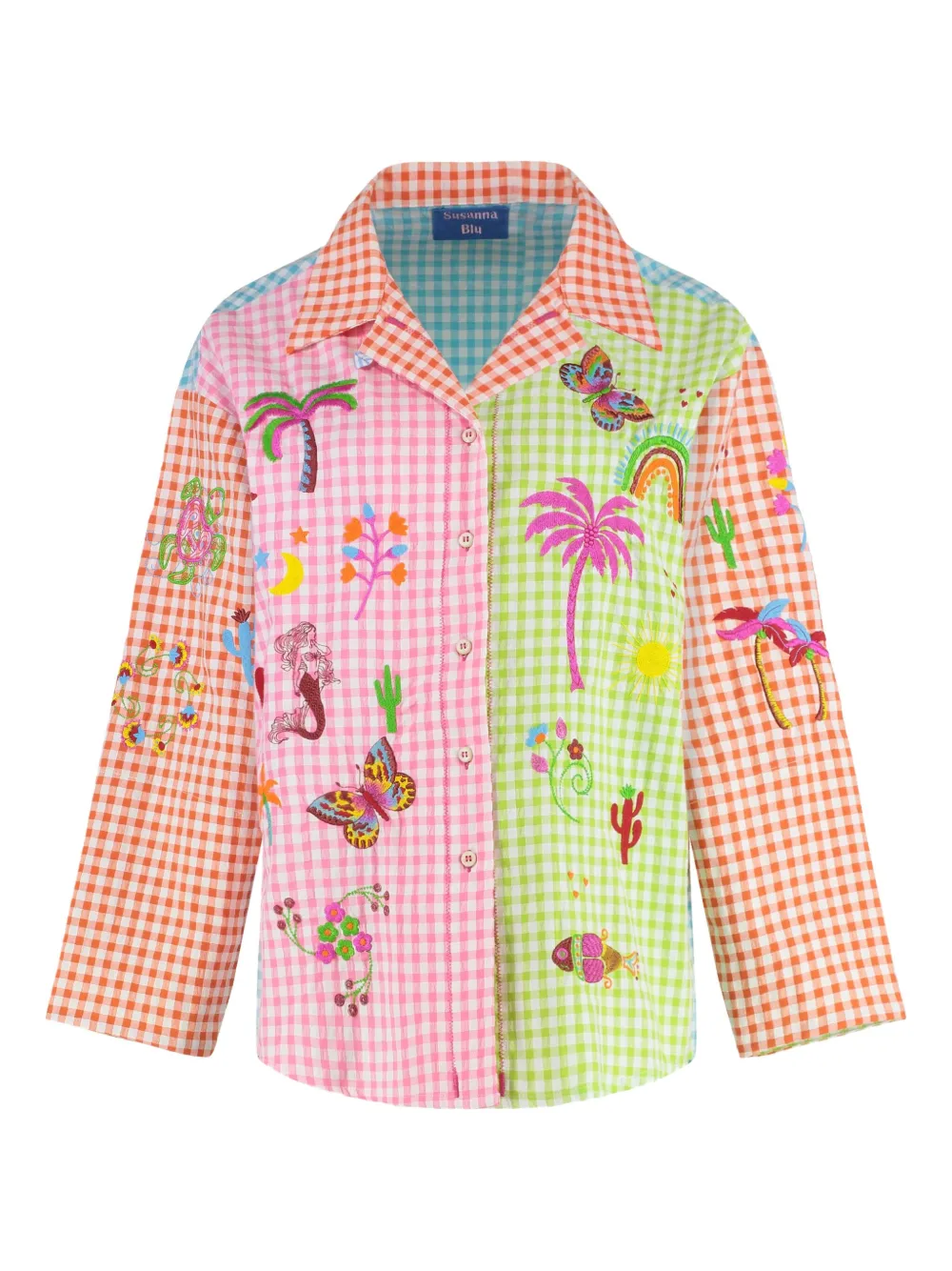 Gardenia checked embroidered shirt