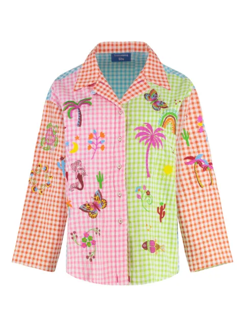 SUSANNA BLU camisa Gardenia con cuadros bordados