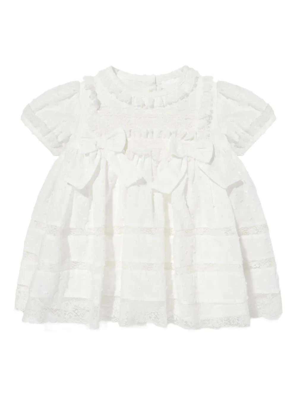 Sarah louise kids lace-trimmed dress set - Wit
