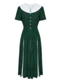 POST MERIDIEM contrast-collar midi dress - Green