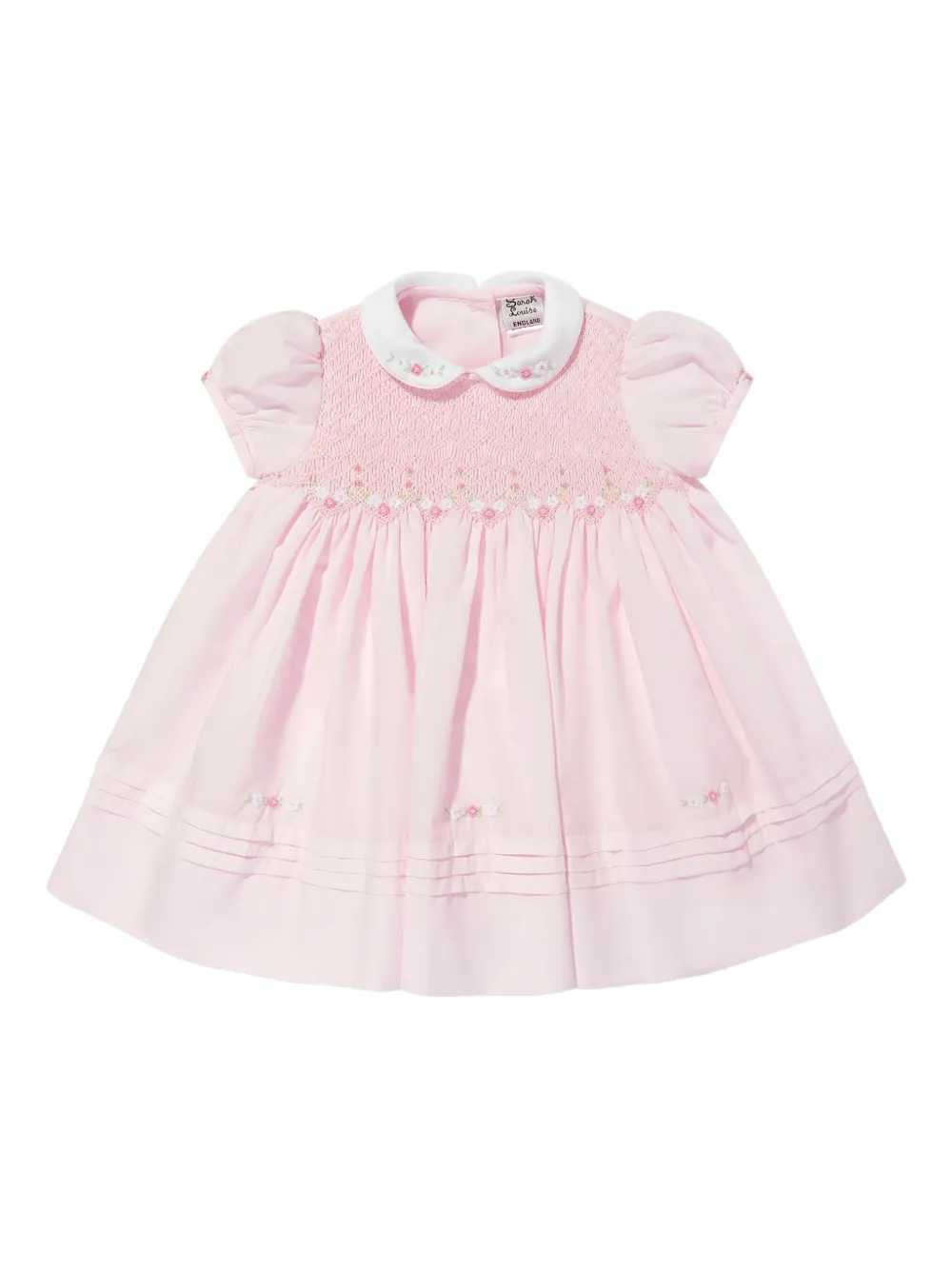 Sarah Louise Jurk met geborduurde bloe Roze