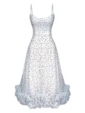 POST MERIDIEM floral-print flounce buster midi dress - White