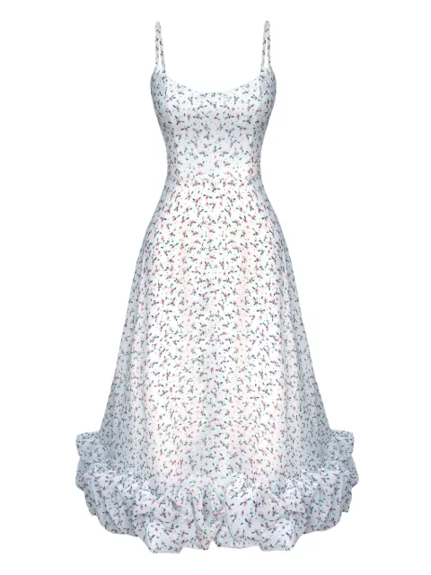 POST MERIDIEM floral-print flounce buster midi dress