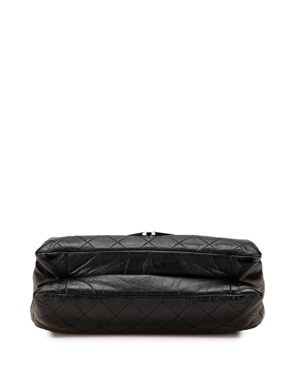 Pre-owned Chanel 2006-2008 Quilted Lambskin Padded Envelope Double Flap Shoulder Bag In Black