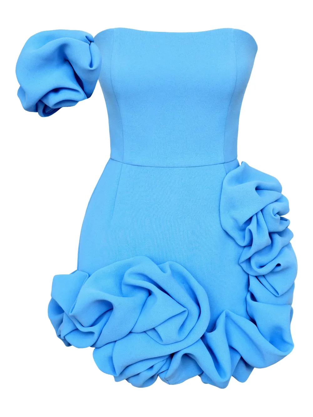 POST MERIDIEM flounced one-shoulder bustier mini dress | Blue | Image 1