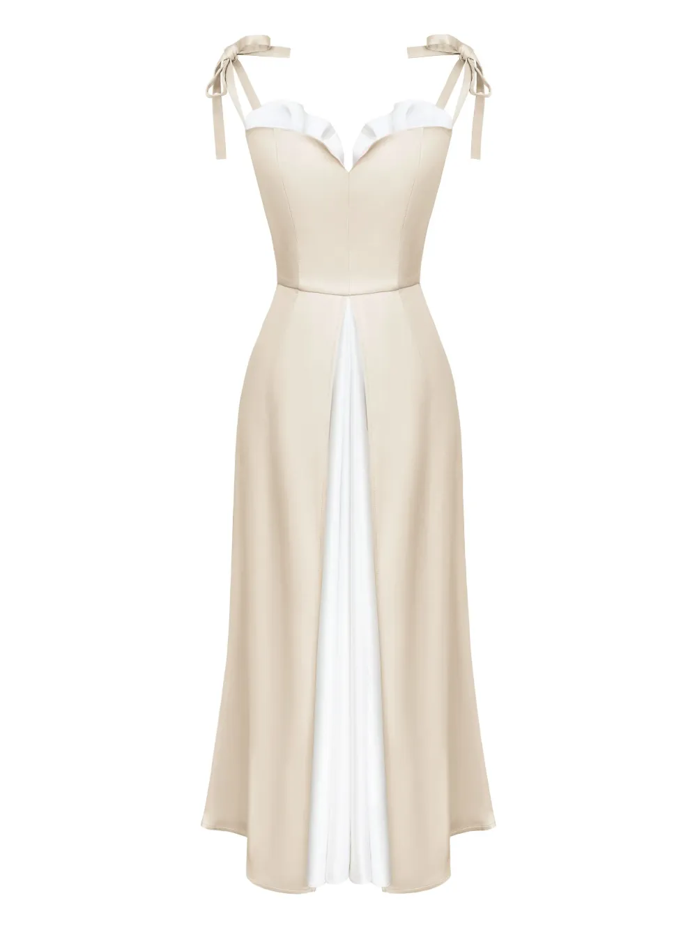 POST MERIDIEM robe Flowy Slit à coupe mi-longue | tons neutres | Image 1