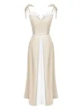 POST MERIDIEM Flowy Slit midi dress - Neutrals
