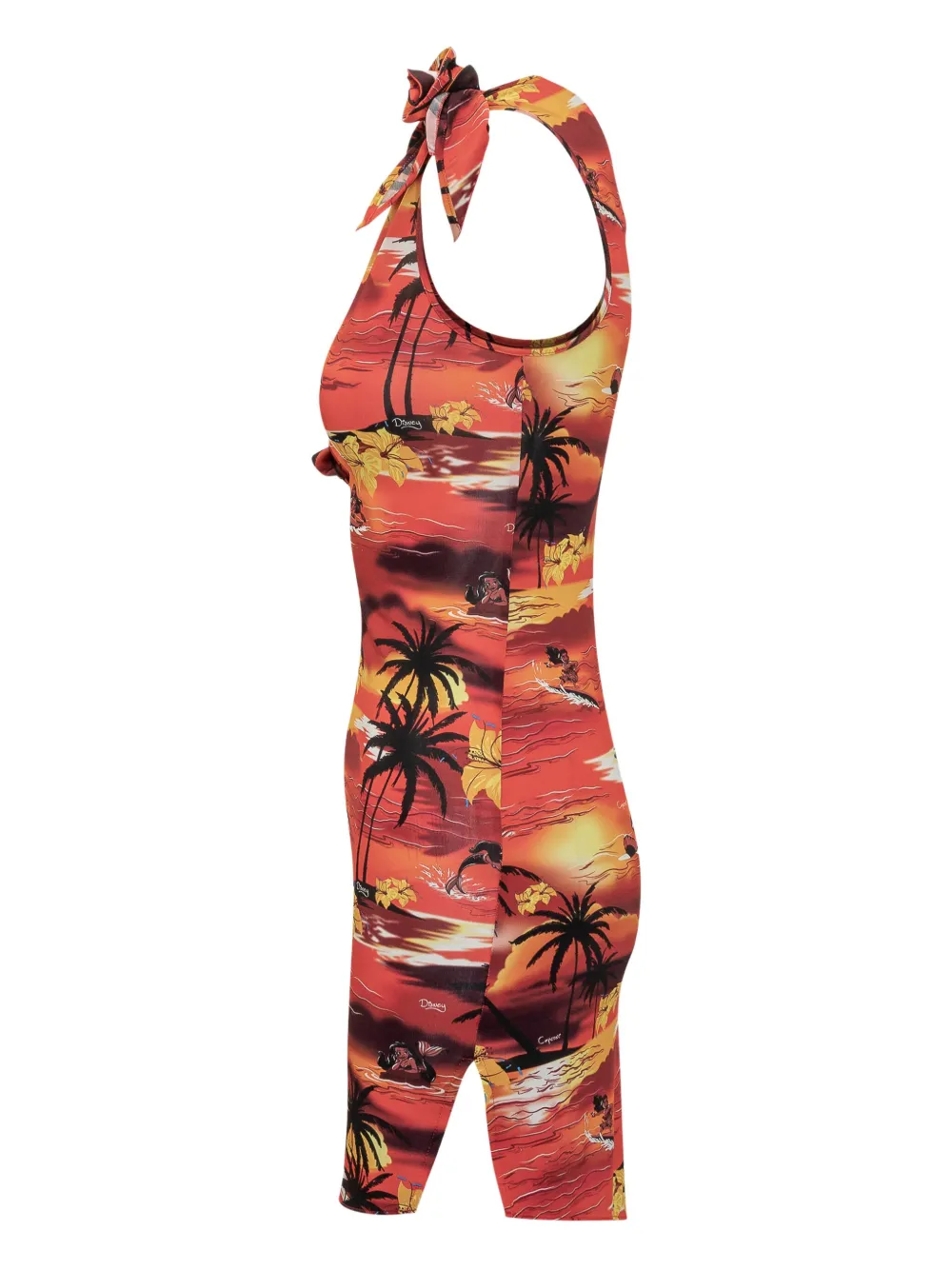Coperni x Disney jurk met tropische print Oranje