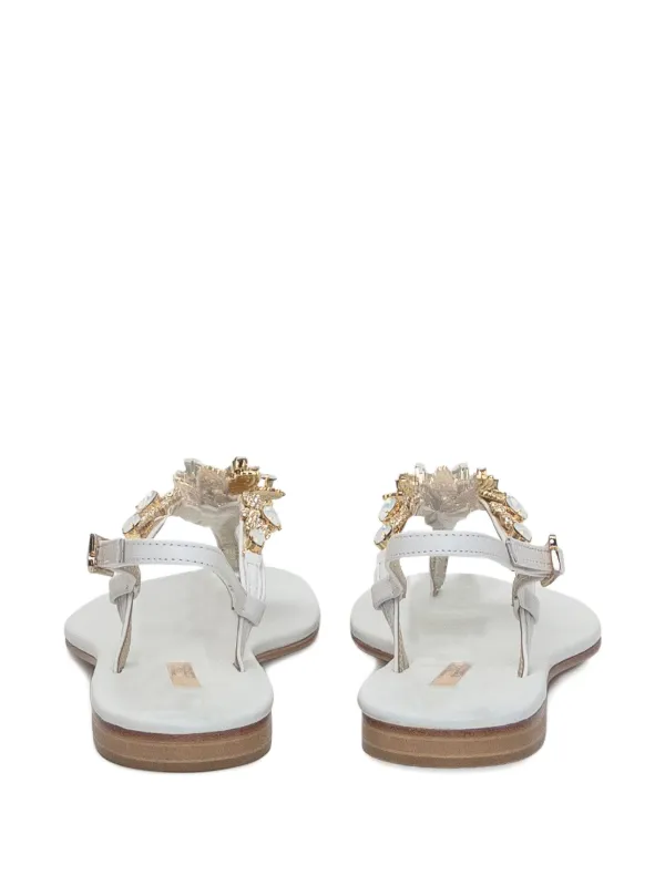 Emanuela Caruso ビジューサンダル Emanuela Caruso ビジュートリム サンダル | ホワイト | FARFETCH JP