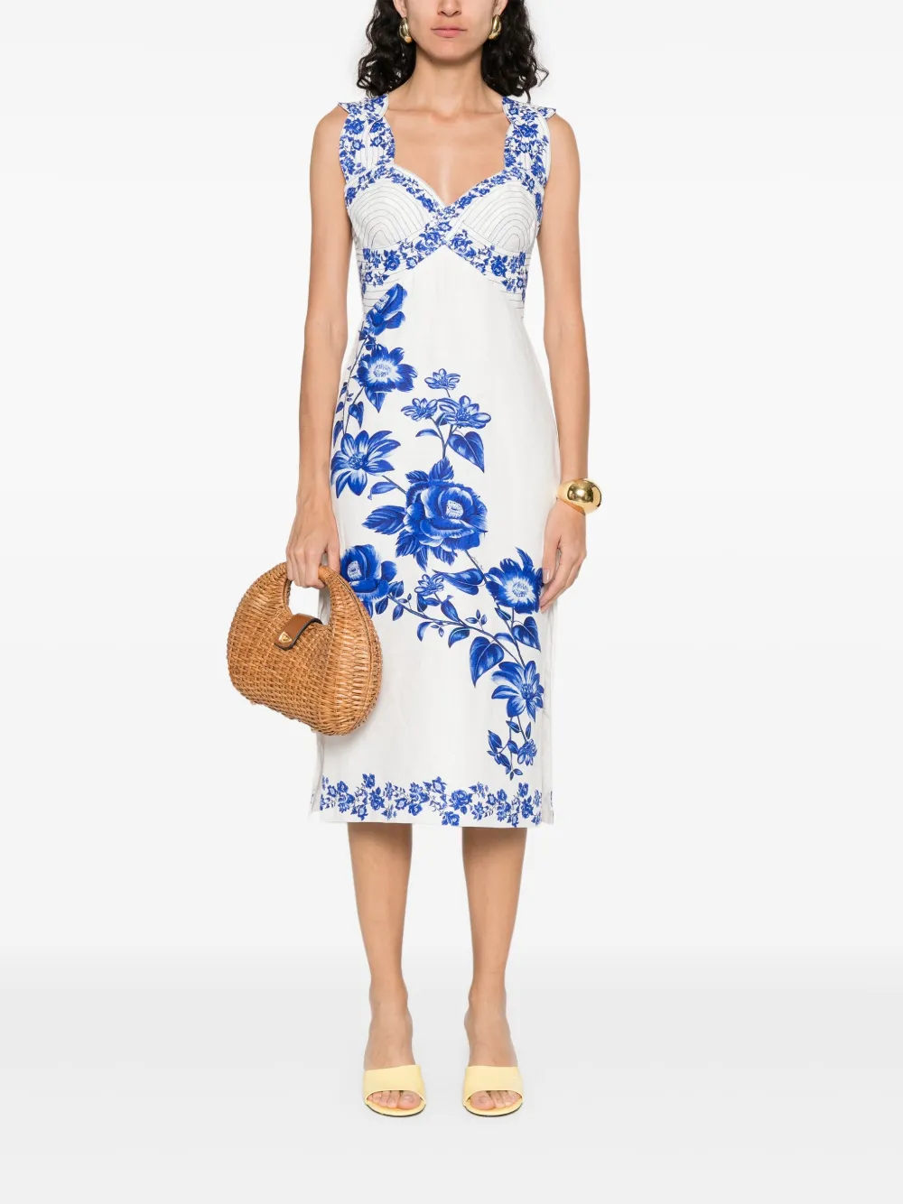 FARM Rio Midi-jurk met bloemenprint - Wit