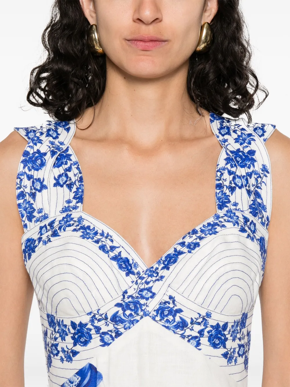 FARM Rio Midi-jurk met bloemenprint Wit