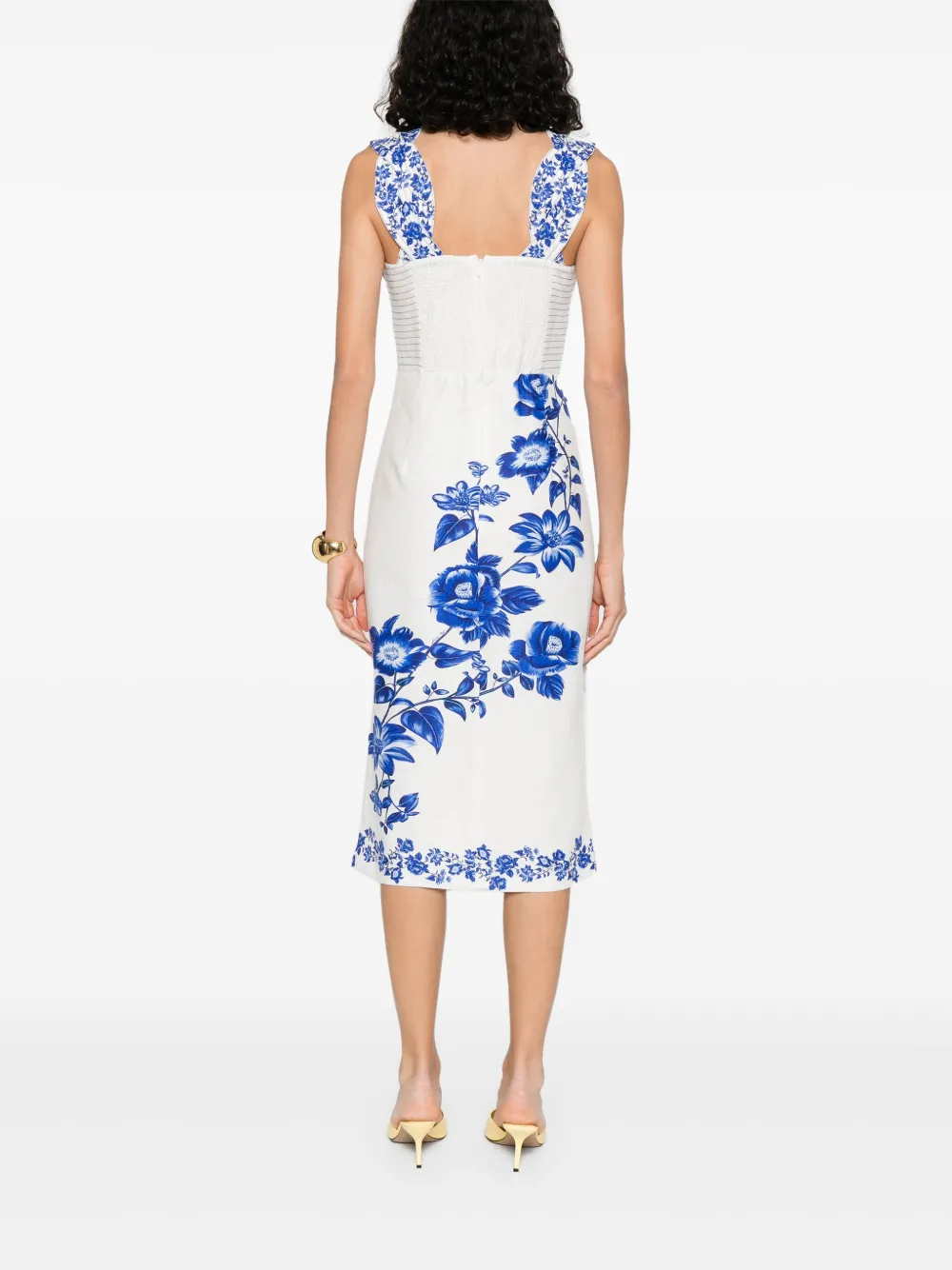 FARM Rio Midi-jurk met bloemenprint Wit