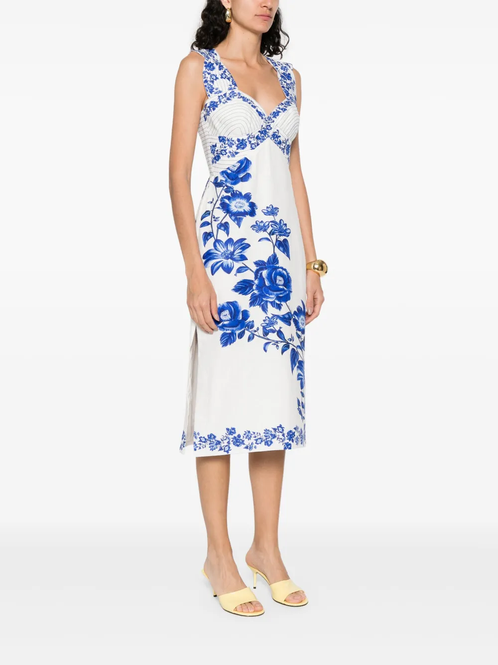 FARM Rio Midi-jurk met bloemenprint Wit