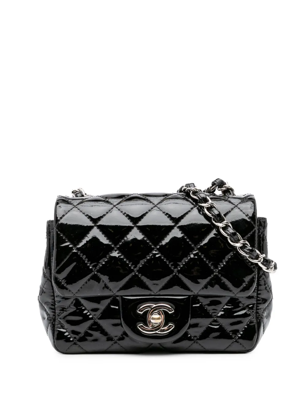 CHANEL Pre-Owned 2014-2015 Mini Square Classic Patent Single Flap crossbody bag | Black | Image 1