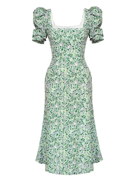 POST MERIDIEM godet-gilhouette square-neck midi dress
