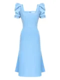 POST MERIDIEM godet-silhouette square-neck midi dress - Blue