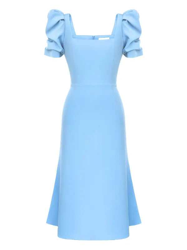 green blue midi dress Entro Blue & Green Floral Cotton Tiered Midi Dress Large