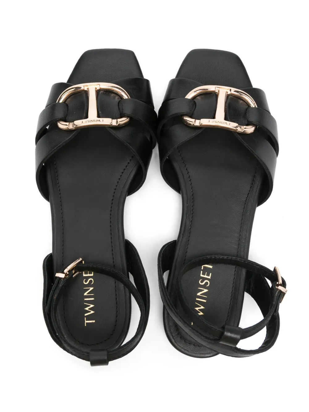 TWINSET Kids logo-plaque sandals Black