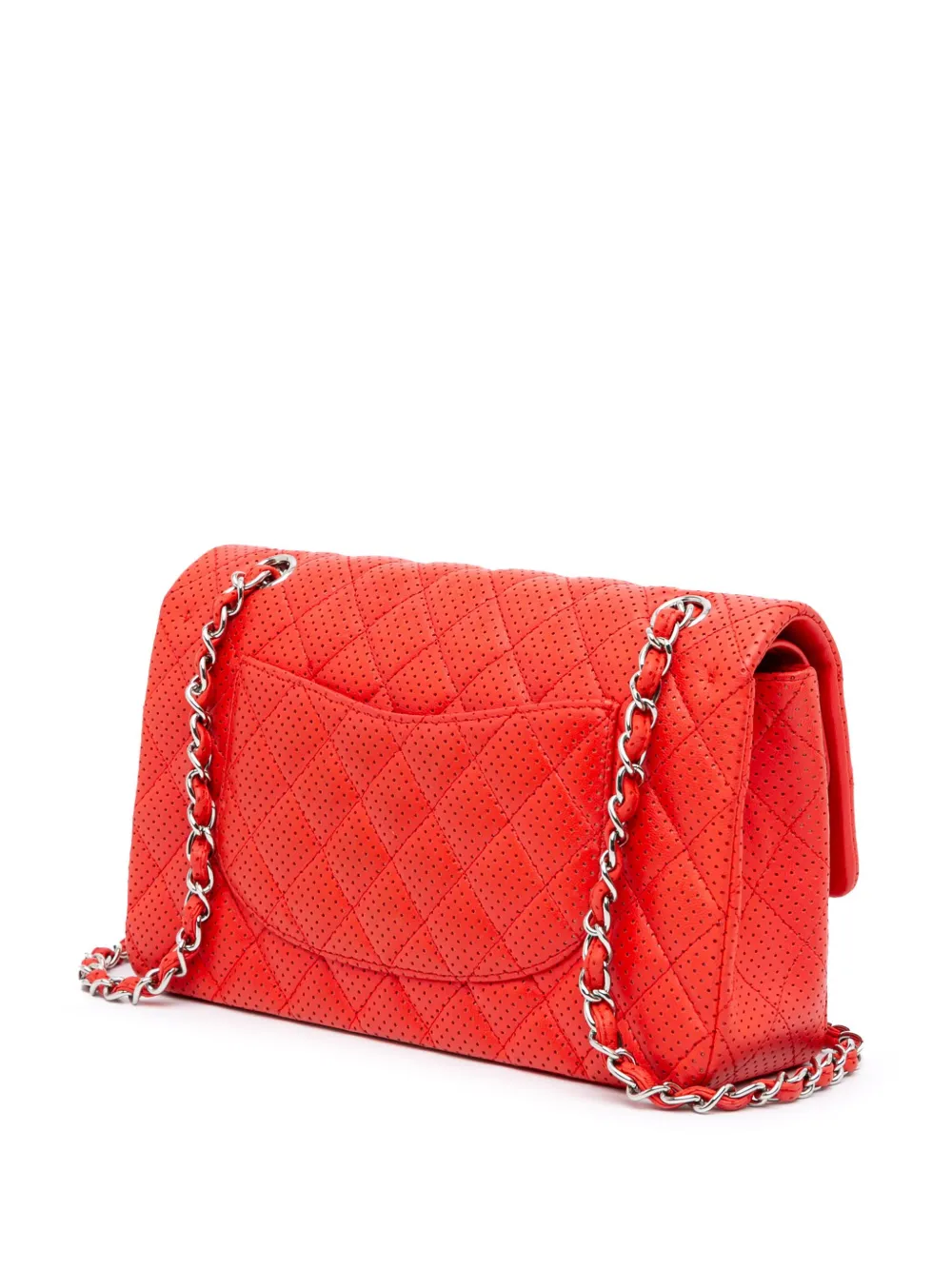 Pre-owned Chanel 2006-2008 Medium Classic Perforated Lambskin Double Flap Shoulder Bag