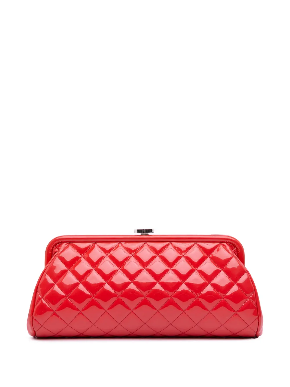 Pre-owned Chanel 2015-2016 Cc Quilted Patent Kiss Lock Clutch Bag