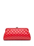 CHANEL Pre-Owned 2015-2016 CC Quilted Patent Kiss Lock clutch bag - Red