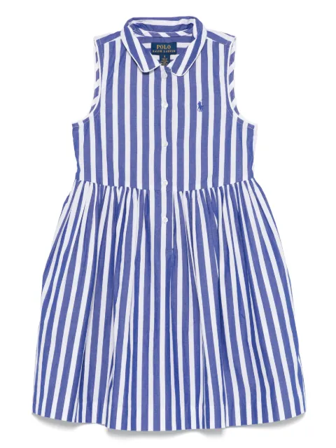 POLO RALPH LAUREN KIDS vestido de algodóntejido de canalé con pliegues en la falda