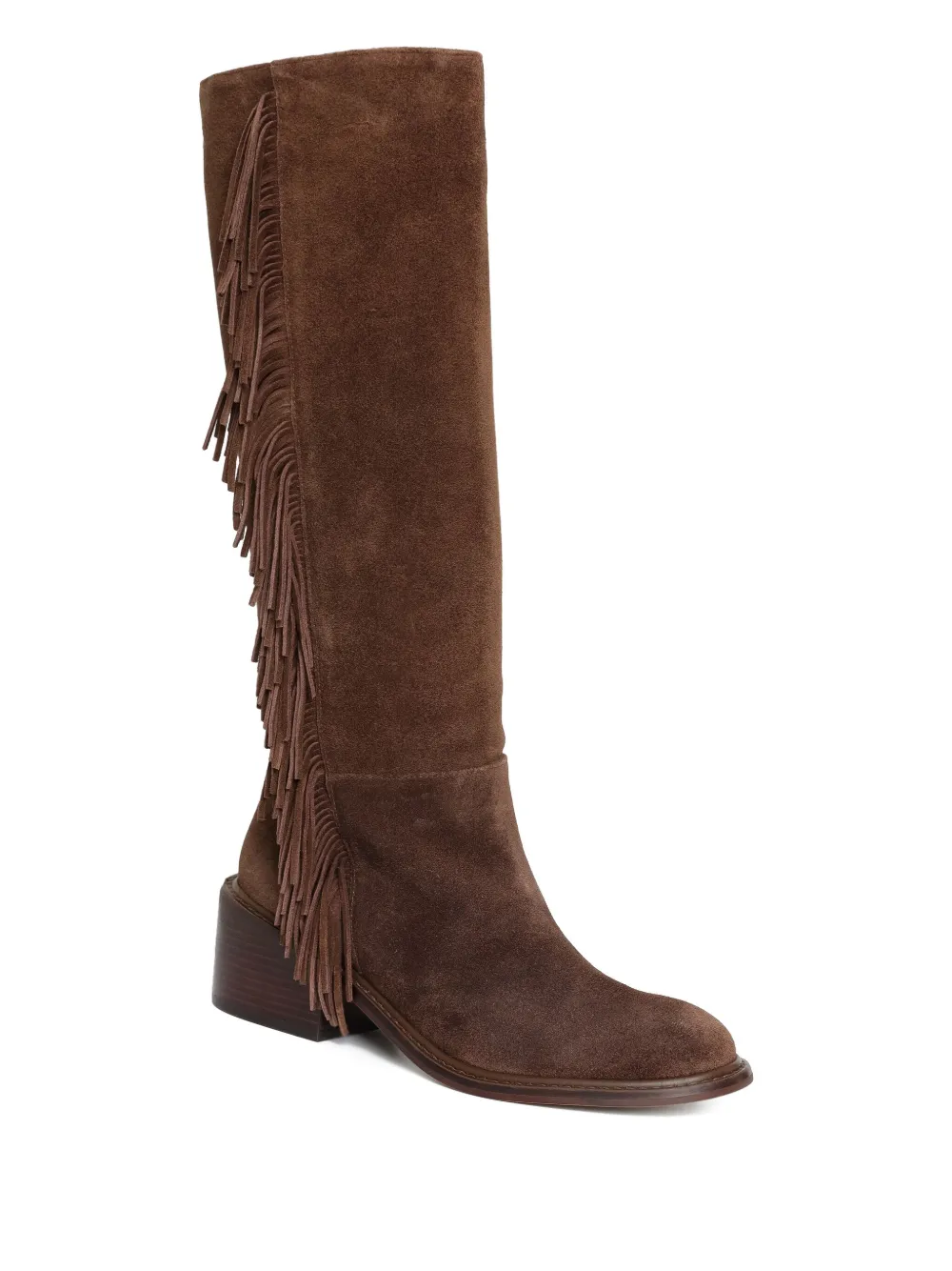Sarah Chofakian 55mm fringe-embellished knee-high boots Brown