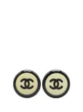 CHANEL Pre-Owned 2001 Enamel CC Round Clip On Earrings costume earrings - Black