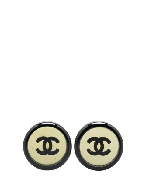 CHANEL Pre-Owned 2001 Enamel CC Round Clip On Earrings costume earrings