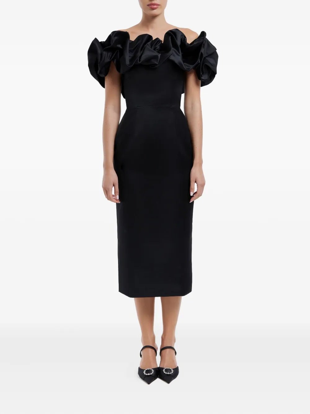 POST MERIDIEM Meringue midi-jurk - Zwart