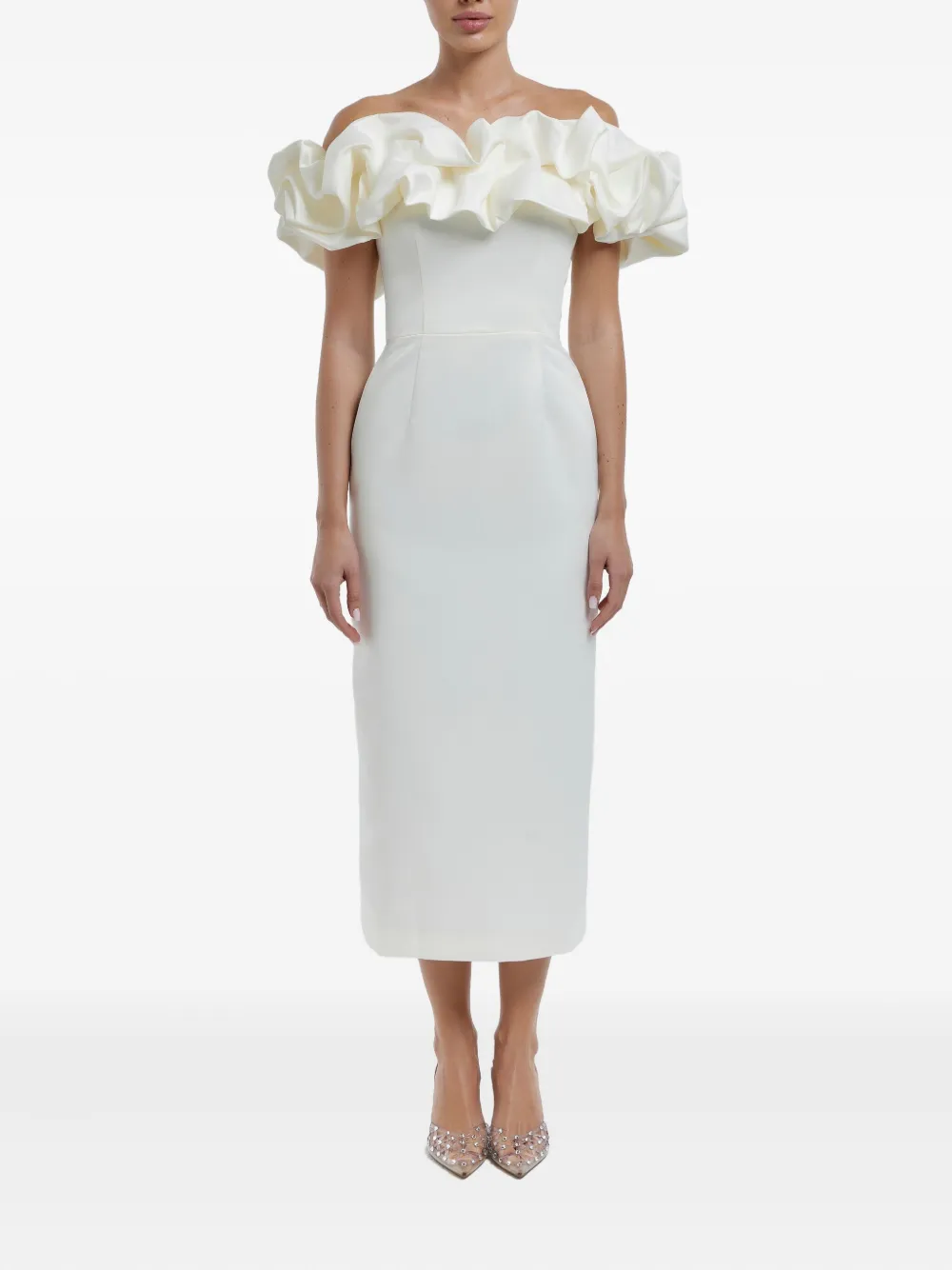 POST MERIDIEM Meringue midi-jurk - Wit