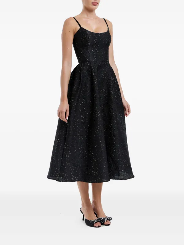 POST MERIDIEM Midi-jurk Met korset-bustier En Jacquard Zwart - Main Image